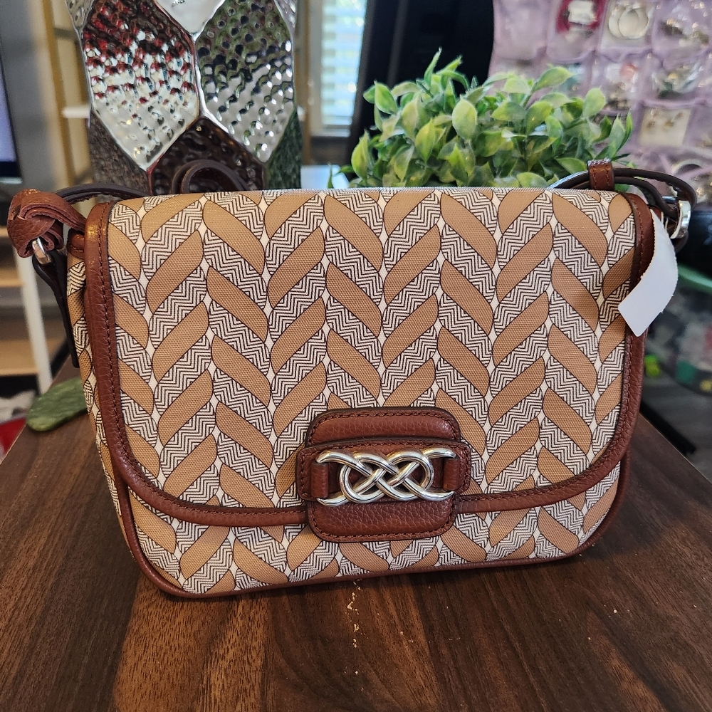 BRIGHTON BRODY BOURBON BROWN CROSSBODY PURSE, BAG Brown tan NEW